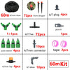 DIY drip irrigation kit components including hoses, drippers, plugs, connectors, and taps