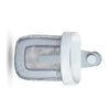 A white hanging bath toy storage bag with a quick-dry mesh and a clip.