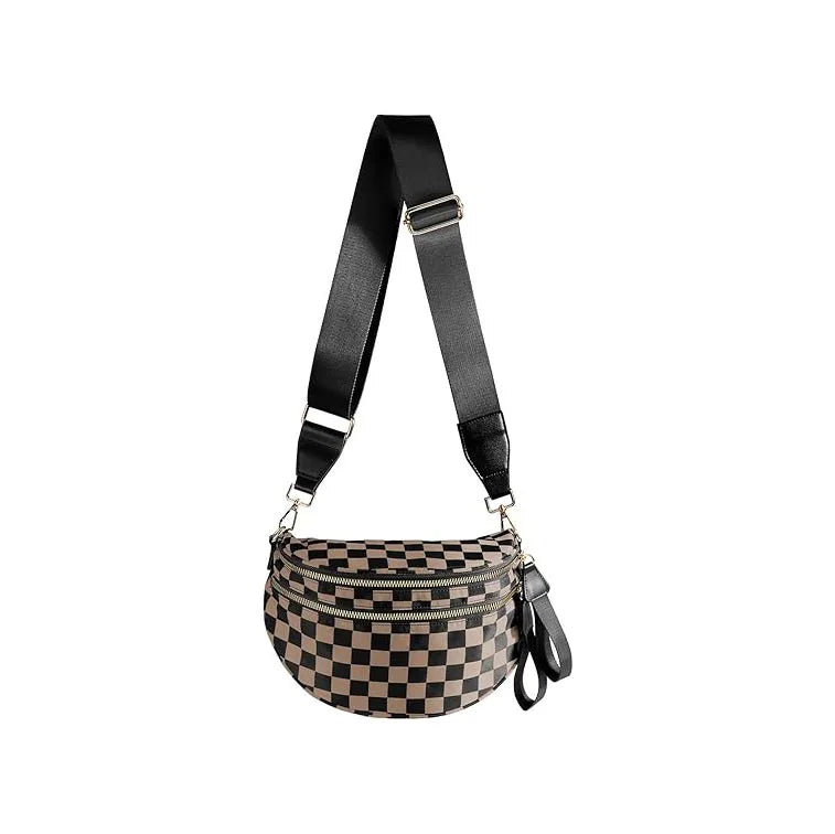 Women's Checkered Multi-Function Crossbody Waist Bag