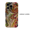 A phone case featuring a swirling ladybug design with multiple camera openings and magnetic features.