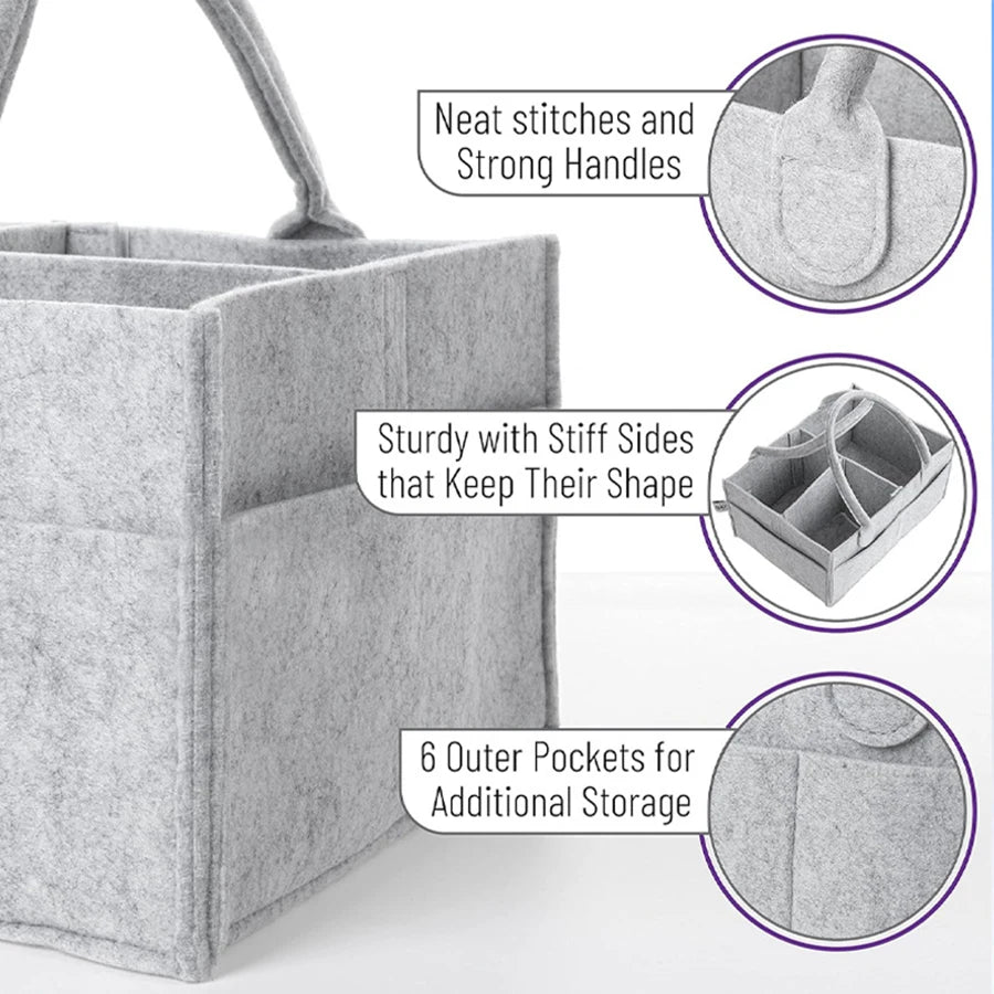 Large Capacity Felt Diaper Storage Bag