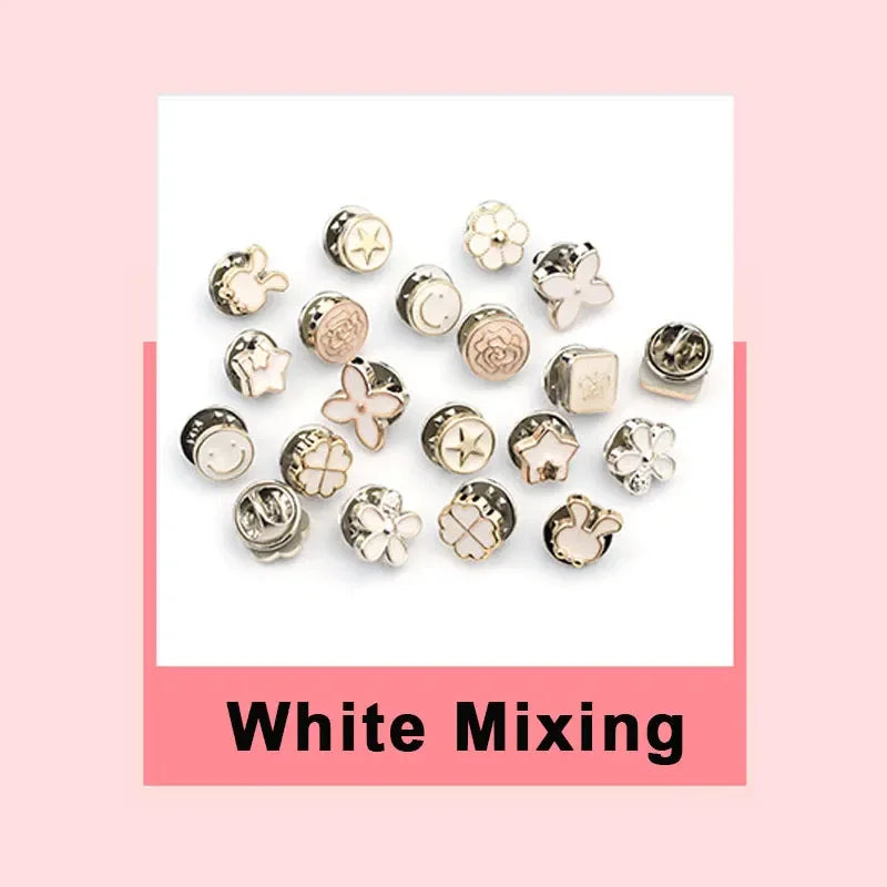 Pearl Rhinestone Brooch Pins with Secure Clasp (Set of 10)