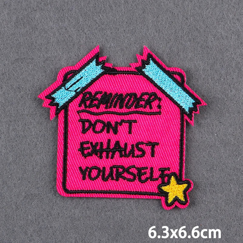 Encouraging Embroidery Iron-On Patches for Clothing and Accessories