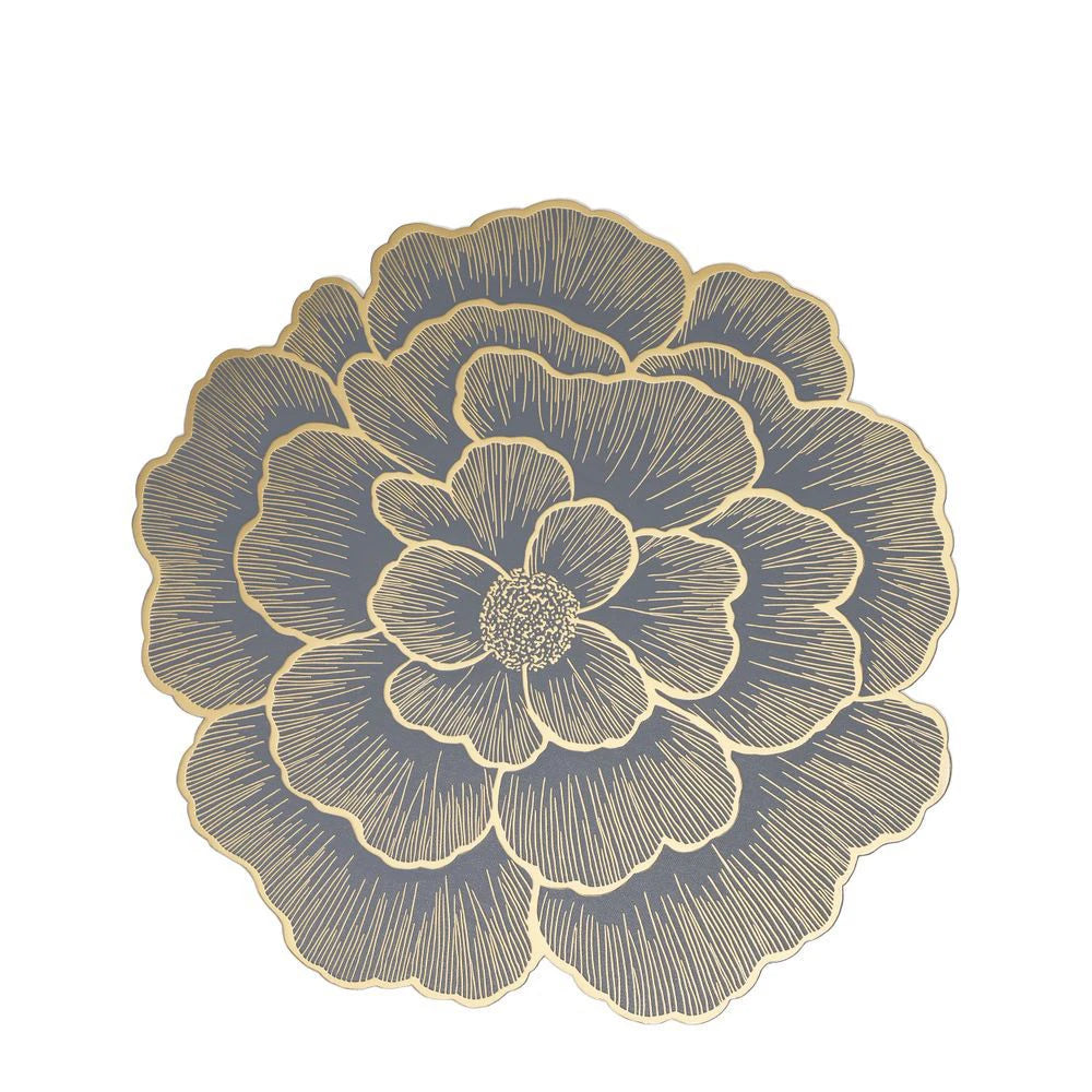 Goldplattierte Pfingstrosen-Blumenmuster auf einer Unterlage