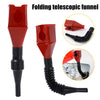 Entonnoir pliable télescopique rouge avec tube flexible noir pour transfert d'huile de voiture et de moteur