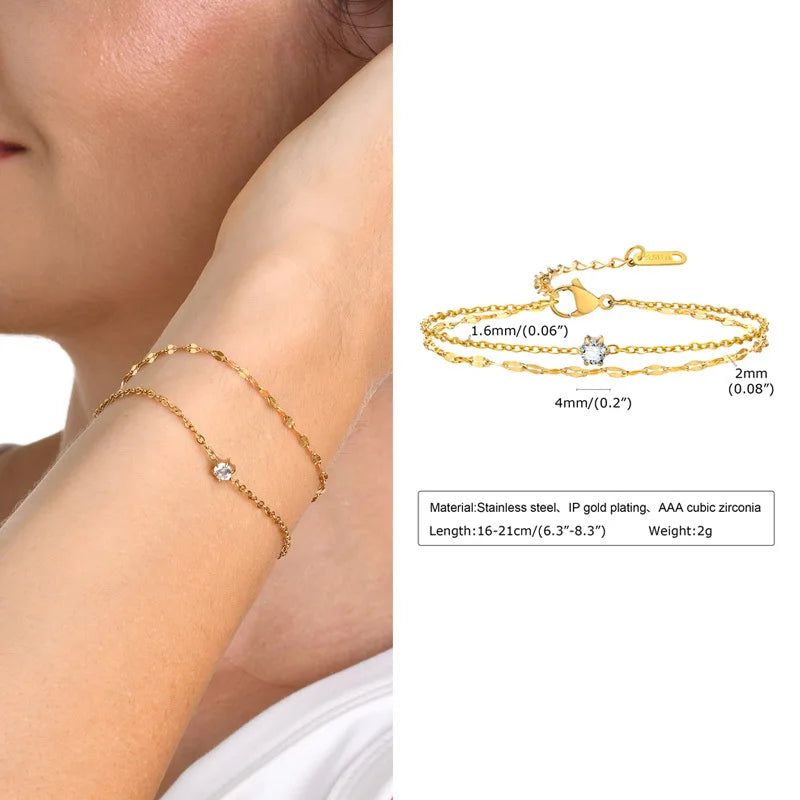 Layered Gold-Plated Stainless Steel Anklet