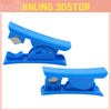A blue compact PTFE tube cutter designed for 3D printers and tubing.