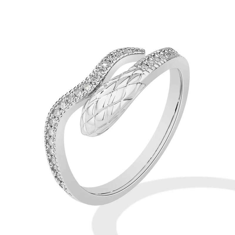 Snake-Design Moissanite Ring in Sterling Silver