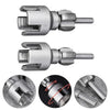 A set of integrated pipe threading tools showing different cutting configurations and views.