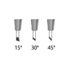 Three views of a precision craft knife showing 15, 30, and 45 degree angles.