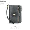 Vintage RFID-Blocking Triple-Fold Wallet with Double Zipper