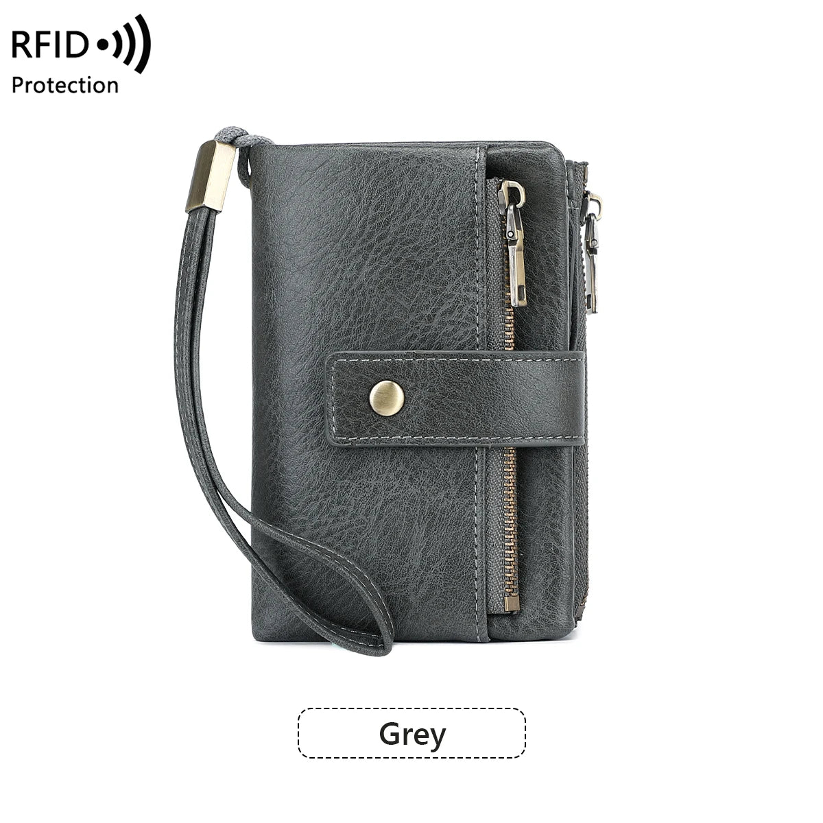 Vintage RFID-Blocking Triple-Fold Wallet with Double Zipper