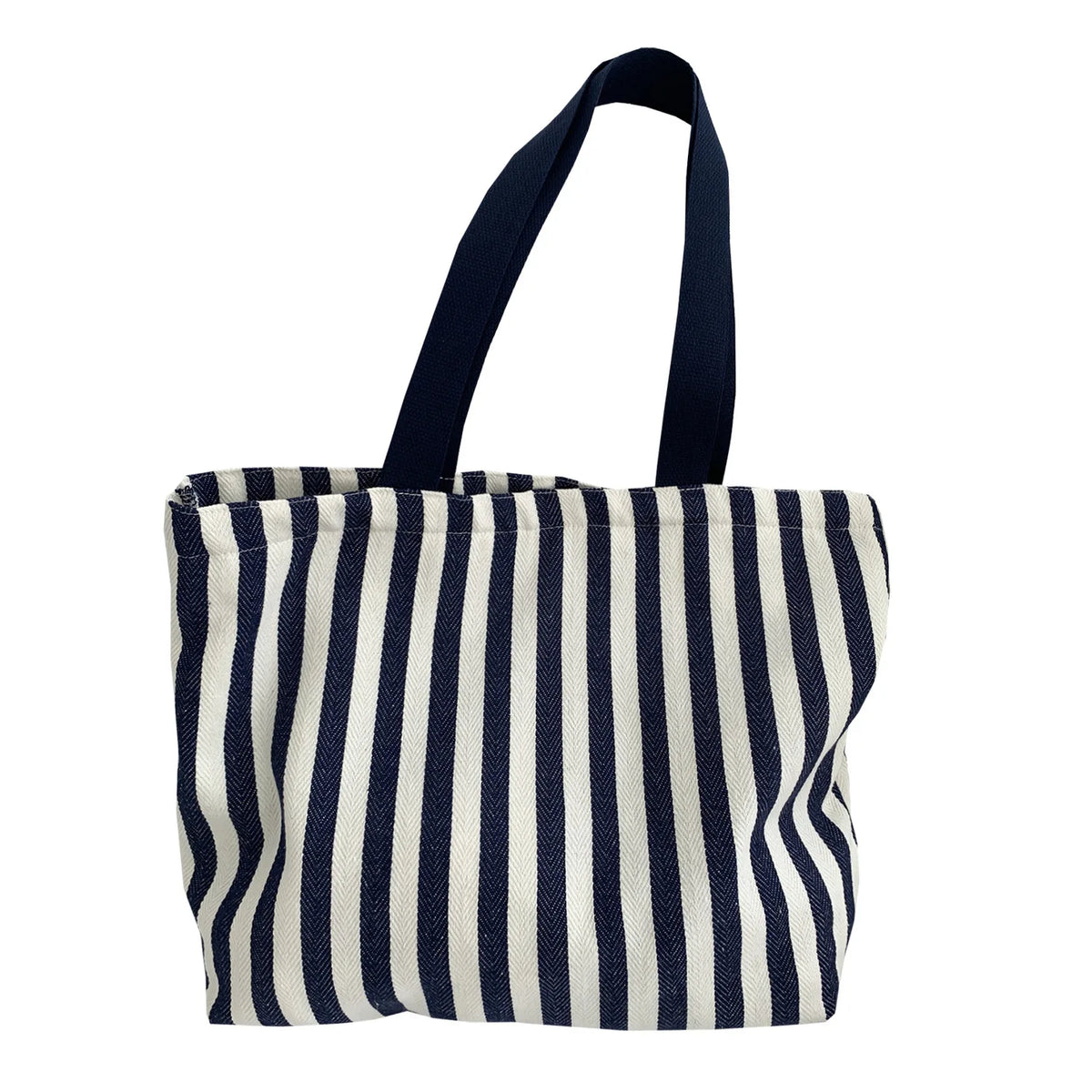 Striped Canvas Shoulder Tote Bag
