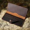 Vintage Leather Long Bifold Wallet with Snap Closure