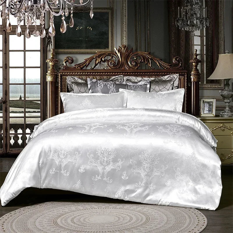 Silver Royal Luxury Duvet Cover Set with Pillowcases