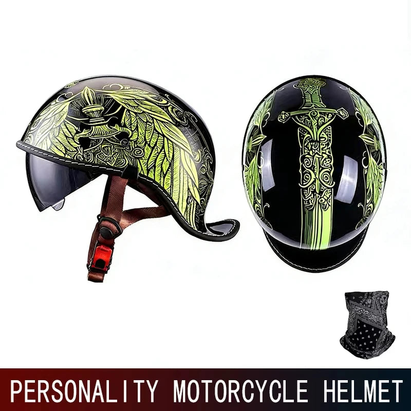Retro Half Helmet for Men and Women – Lightweight Commuter Cruiser Motorcycle Helmet