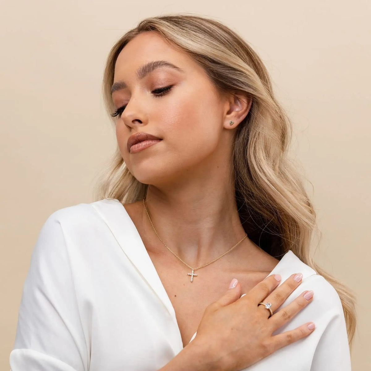 Collier Croix en Or 14K Plaqué pour Femmes