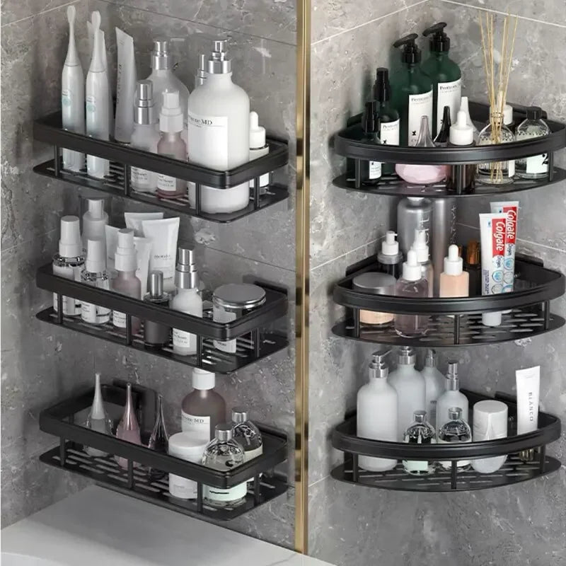 No-Drill Corner Bathroom Shelf