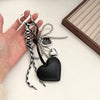 Cute Bow Bag Charm Keychain with Heart Pendant