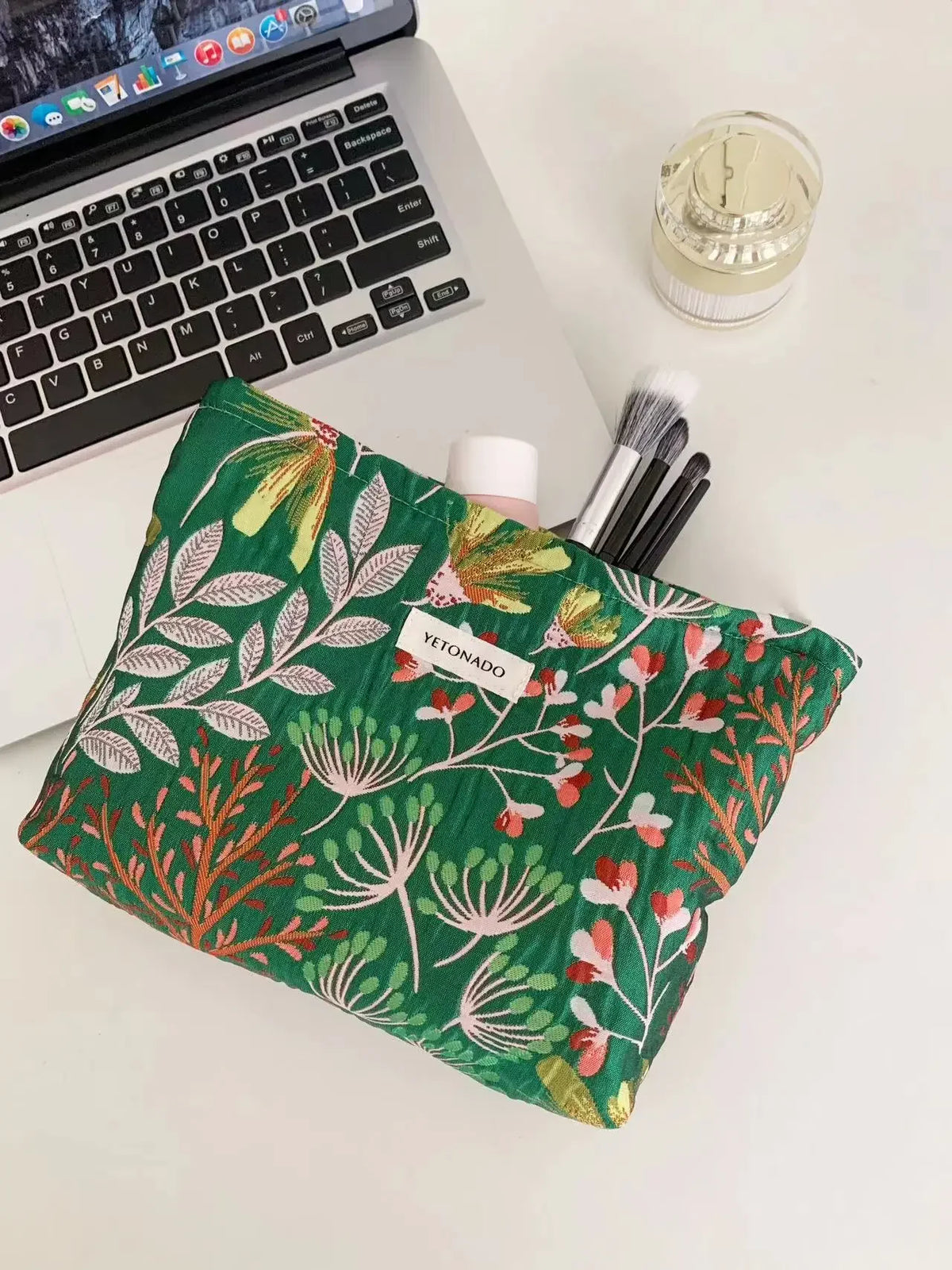 Vintage Floral Cosmetic Bag - Portable Makeup & Toiletry Organizer
