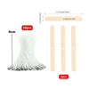 A set of 50 natural cotton candle wicks with a metal stand and a wooden stick for dipping.