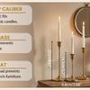 Set of 6 Gold Brass Taper Candle Holders with Weighted Base