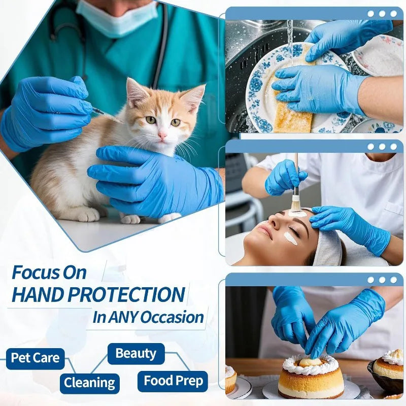 Blue Nitrile Disposable Gloves – Latex-Free, Powder-Free Protection for Home & Work