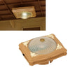 A light-colored wooden gift set featuring a decorative glass dome and floral accents.