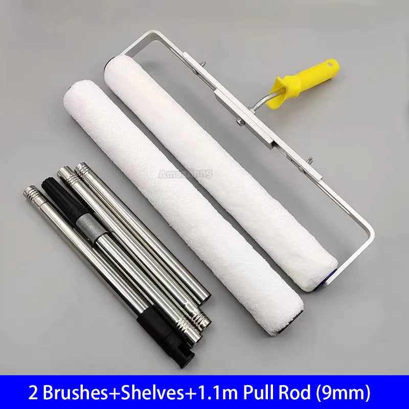 Set of two paint brushes with shelves and a 1.1m pull rod for painting tools