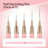 A pack of five gold nail stretching pens with varying needle sizes, including 7mm, 9mm, 11mm, 15mm, and 25mm.
