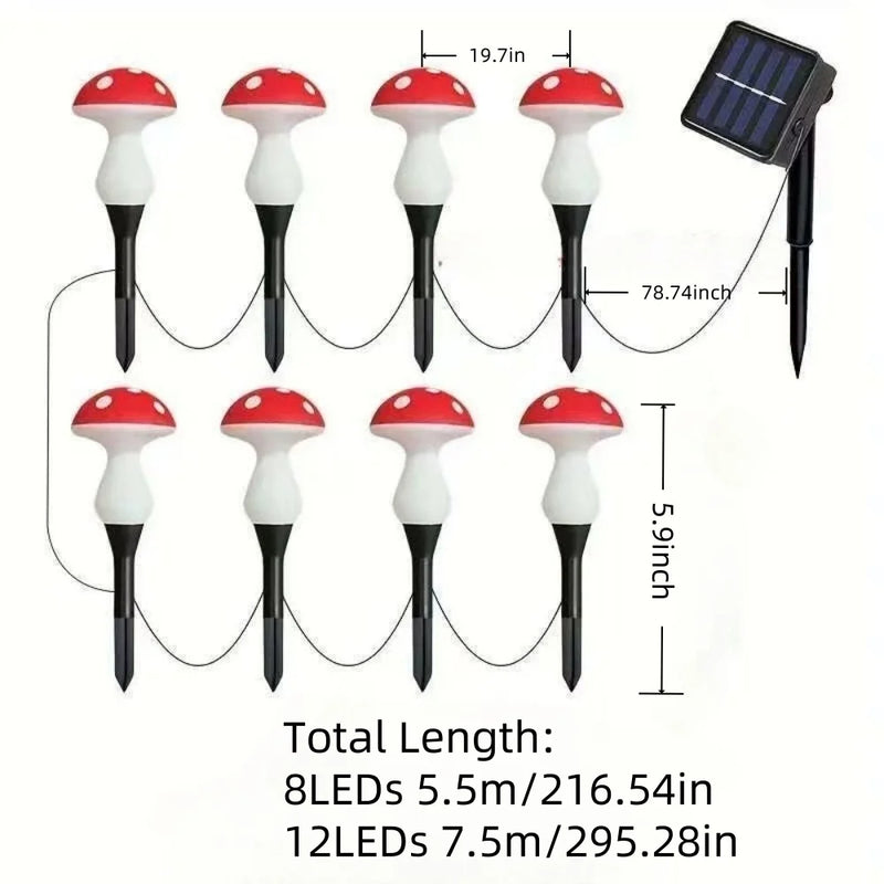 Solar Mushroom Garden Light with 8 Lighting Modes
