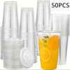 Disposable Plastic Cups with Lids (50-Pack)