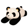 A fluffy black and white panda plush toy with long arms.