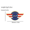 A round enamel pin featuring the USA flag design with stars and stripes.