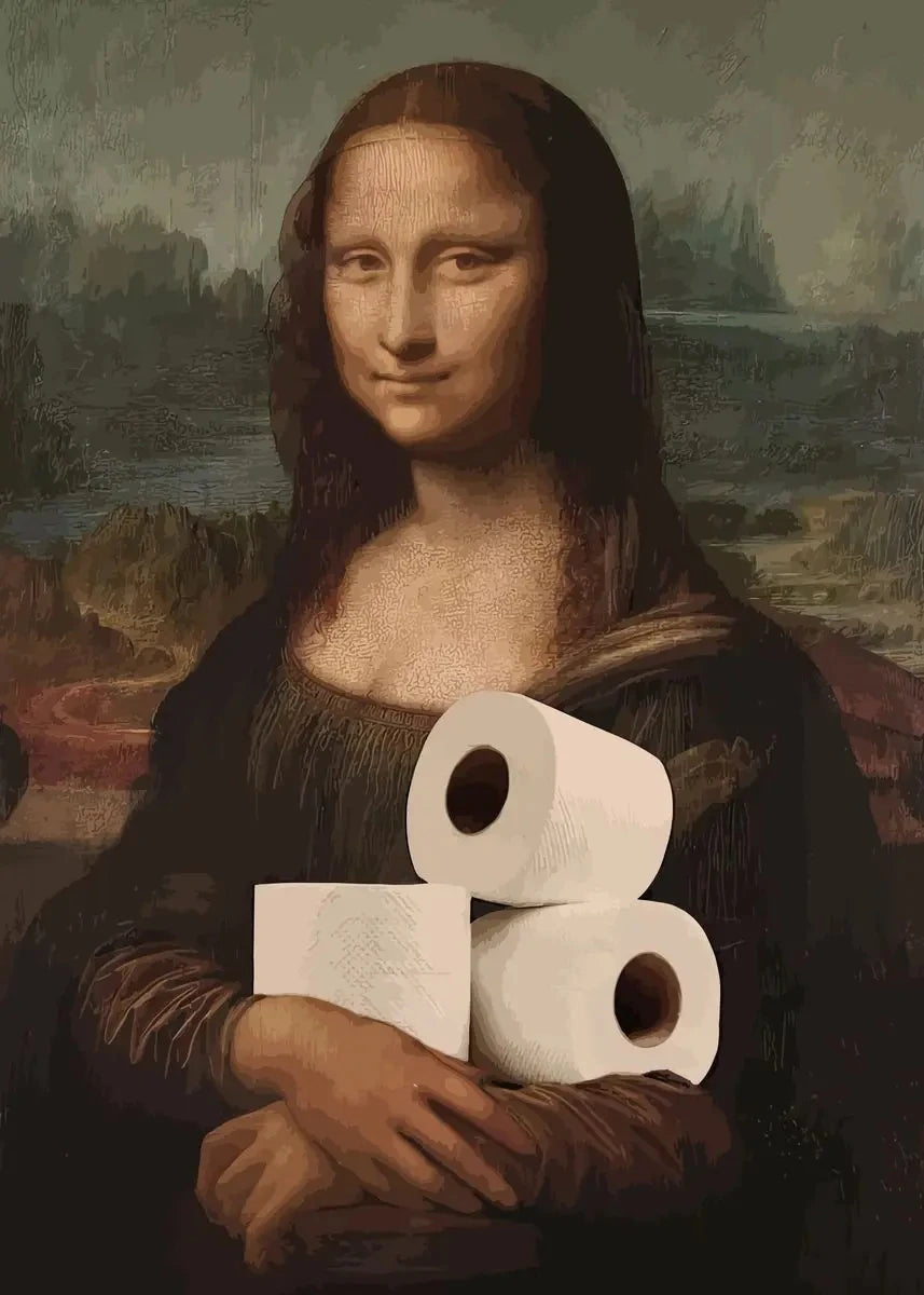 Mona Lisa Funny Bathroom Wall Art Canvas Print