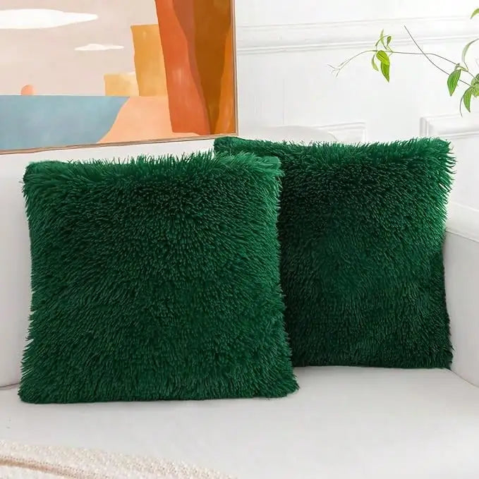 Luxury Faux Fur Throw Pillow Covers (Set of 2)