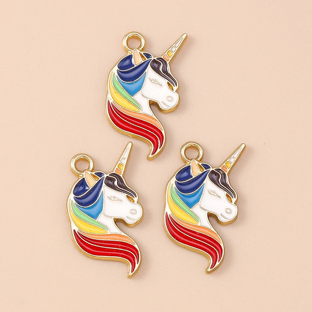 Enamel Rainbow Horse Charms for DIY Jewelry Making