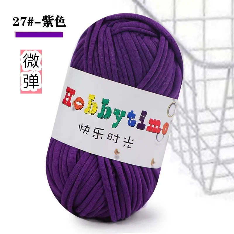 Purple hobby yarn skein labeled Hobbytime for crochet and knitting projects