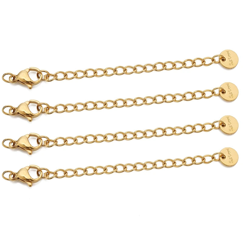 Stainless Steel Extension Chains with Lobster Clasps for Jewelry Making (10-Pack)