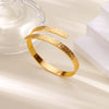 Adjustable Gold-Tone Stainless Steel Cuff Bracelet
