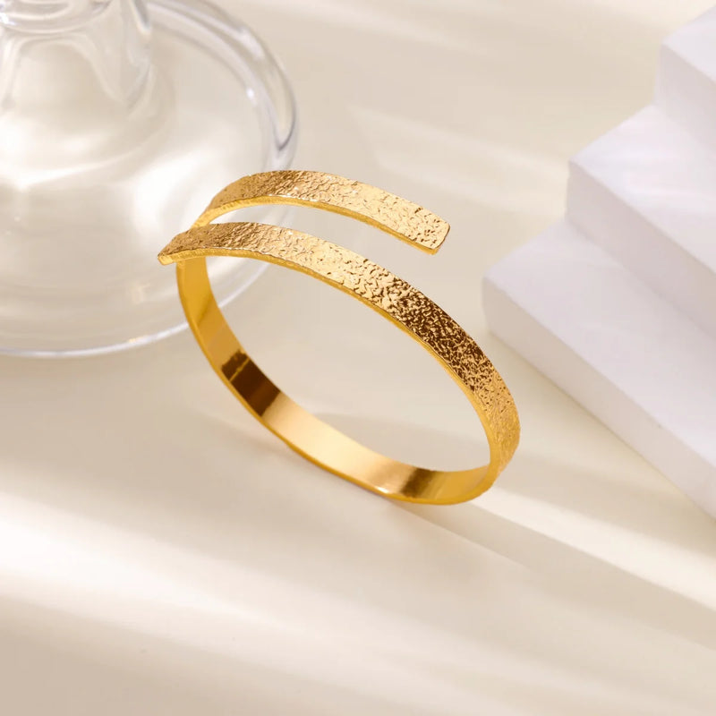 Adjustable Gold-Tone Stainless Steel Cuff Bracelet