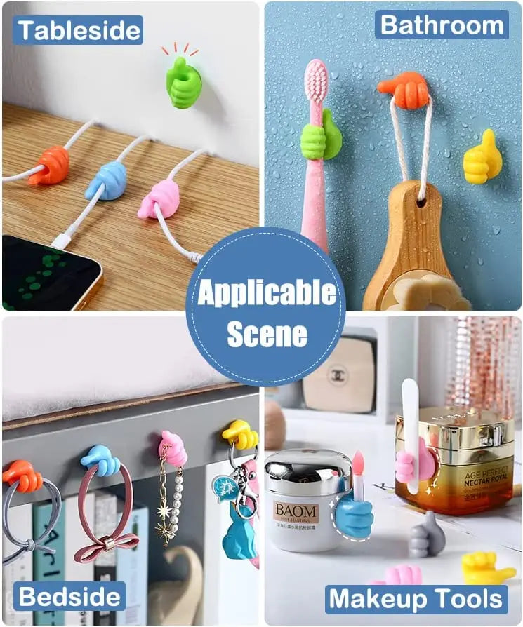 Silicone Thumb Wall Hooks for Cable Management and Organizing