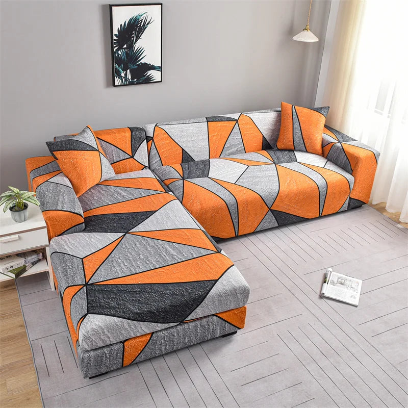 Printed Stretch Sofa Cover for L-Shaped and Corner Sofas