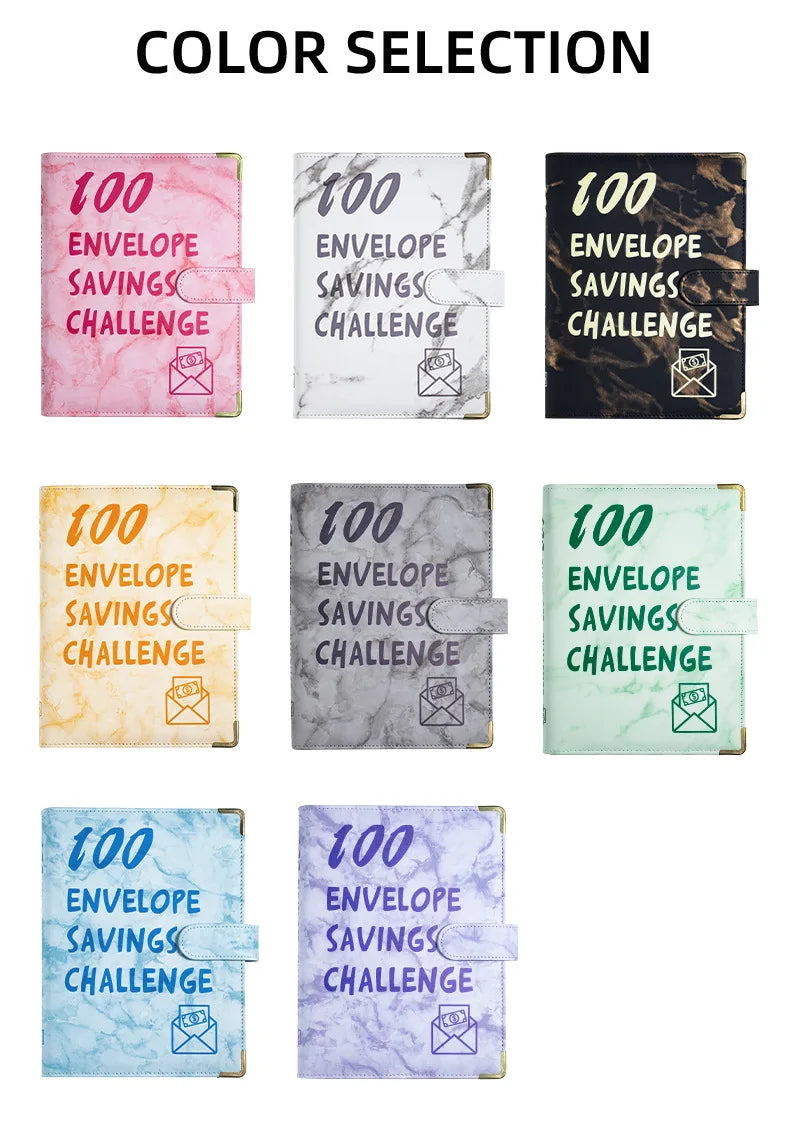 Marble A5 Savings Challenge Binder with 100 Cash Envelopes