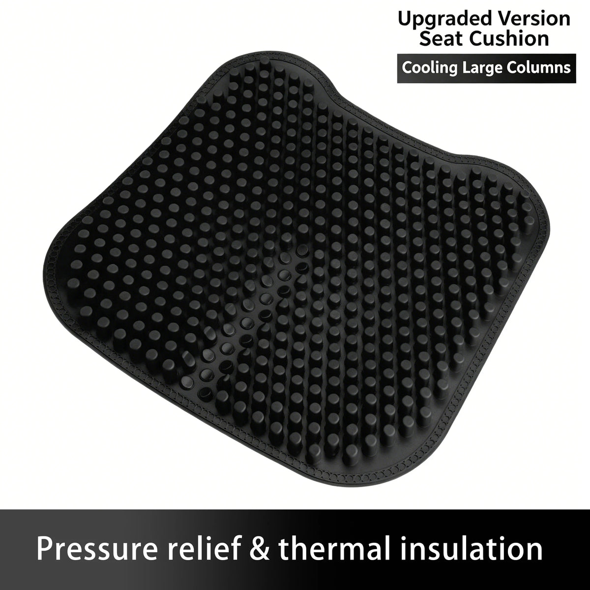 Black cooling gel seat cushion with honeycomb support for pressure relief and thermal insulation