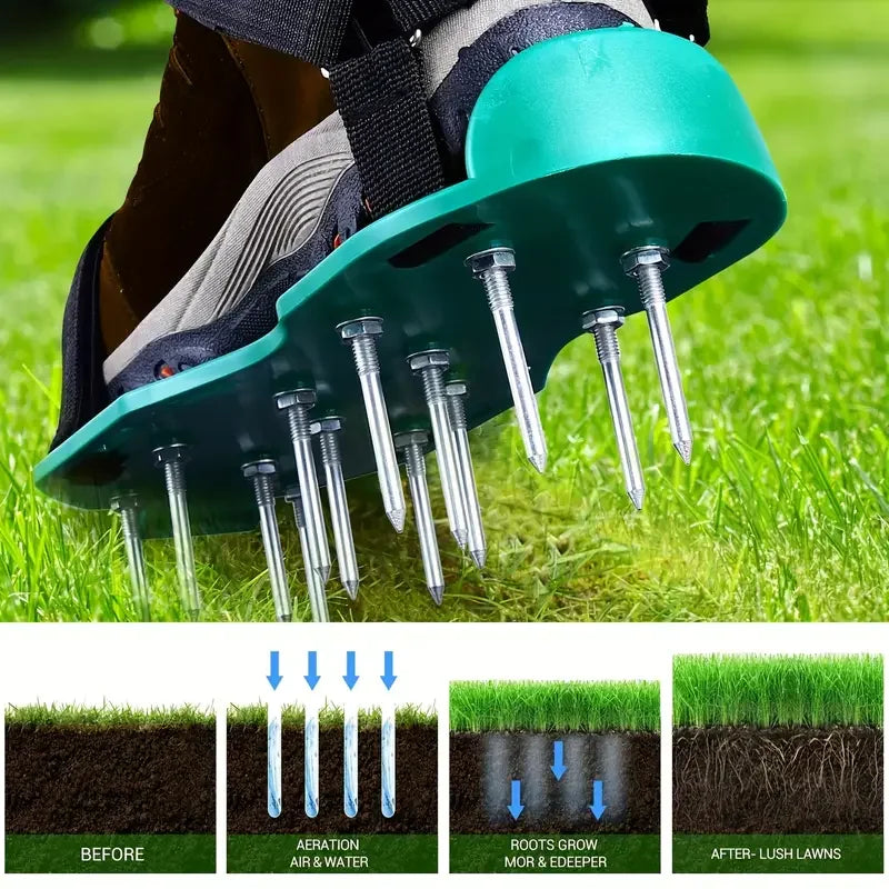 Manual Lawn Aerator Shoes with Metal Spikes