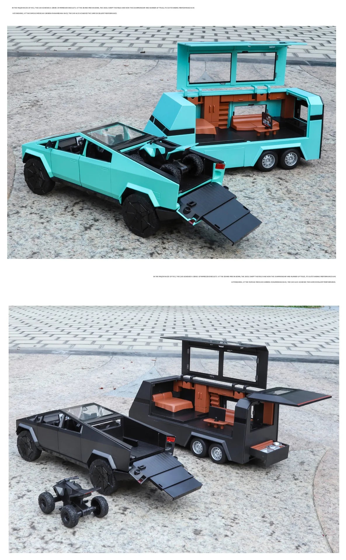 1:24 Diecast Pickup Truck and RV Camper Set with Lights and Sounds