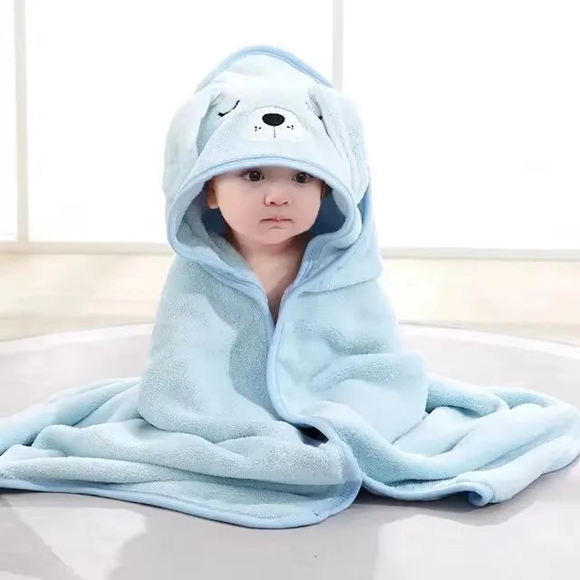 Soft Hooded Baby Towel Robe with Cartoon Animal Design