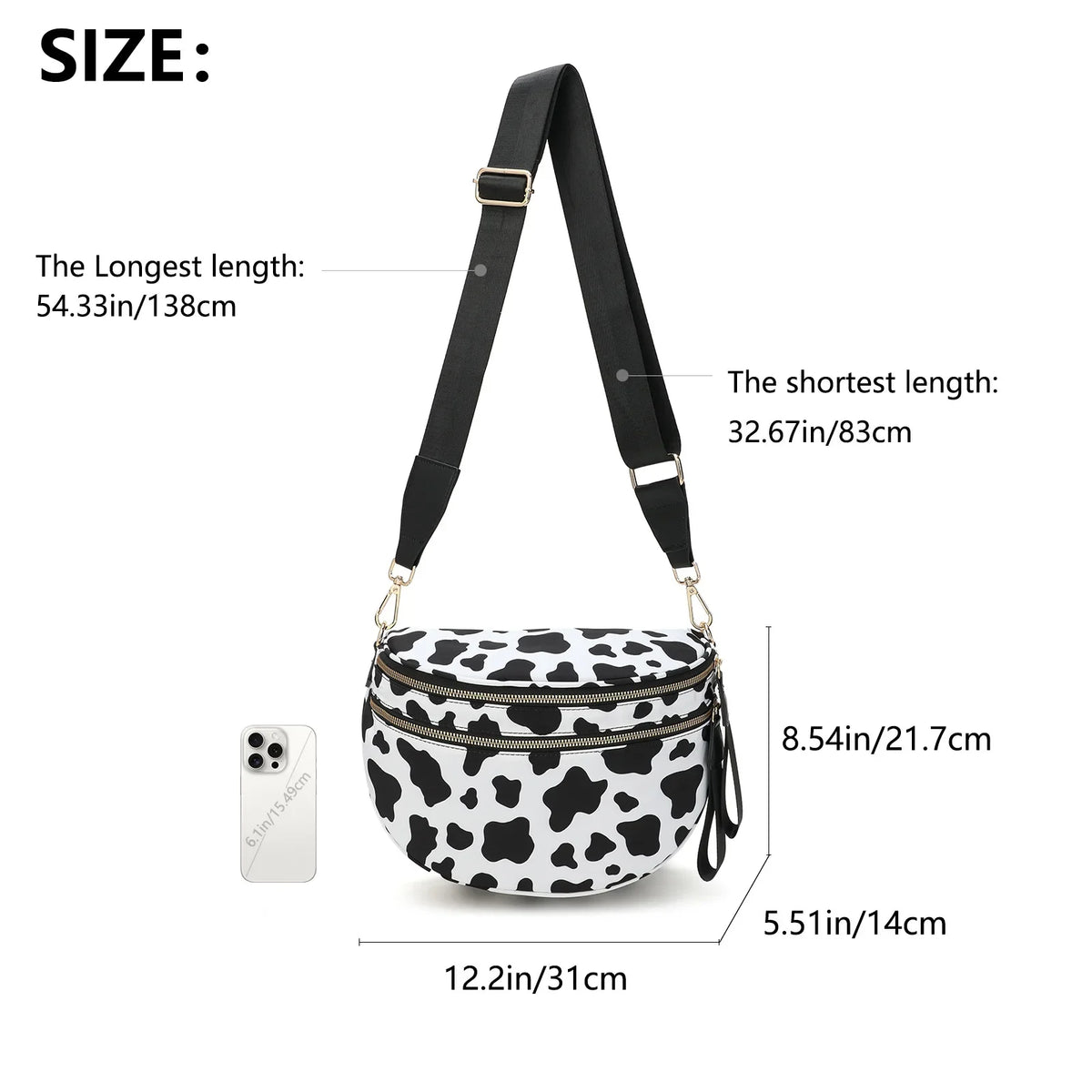 Women's Checkered Fanny Pack with Adjustable Crossbody Strap