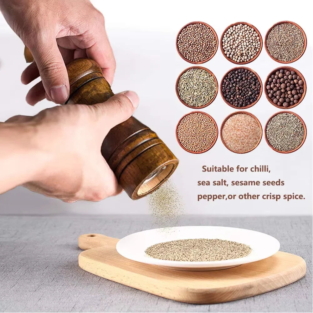 Wooden Pepper Mill with Adjustable Coarseness